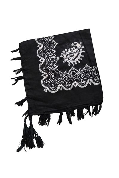 kızca Indian Silk Scarf Black and White 110 Luk