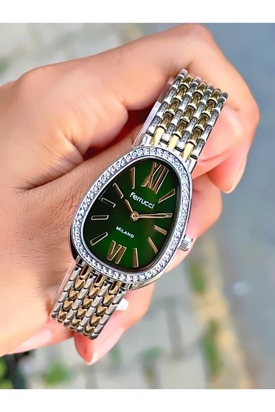 Ferrucci Women's Wristwatch Stone Model Steel Cord Waterproof Bracelet Design Watch with Gift