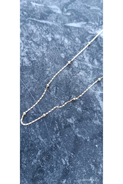 ARİ TAKI قلادة من الفولاذ الذهبي مقاس 60 سم مع كريات Ara