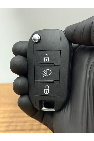 Luxe Aksesuarr Peugeot (301-308-208-508-3008-5008) 3 Button Key Control Cup with Headlight