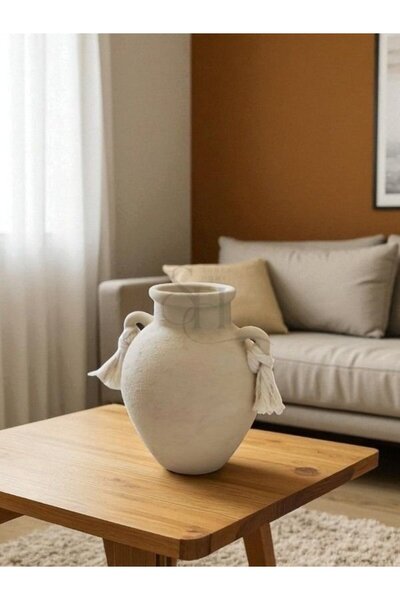 Sunea Dekoratif Kendinden Dokulu Kulplu Vazo, Etnik Desen Testi