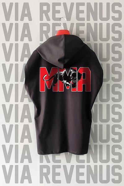 Vordevia Mma Front and Back Printed Zero Sleeve Hooded 100% Cotton Sports Tshirt