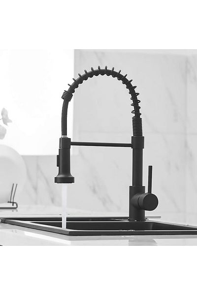 POWER J GYM Kitchen Faucet with Pull-Out Spray, POWER J GYM, Kitchen Flex, High Spout, 360°, Stainless Steel, M