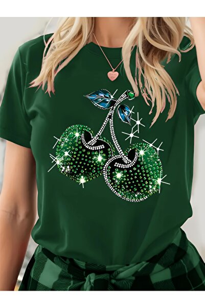 GALASHOP Kadınlar için Kiraz Çiçeği Grafikli T-Shirt
