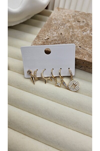 AURA Zircon Stone North Star Multiple Earrings Set