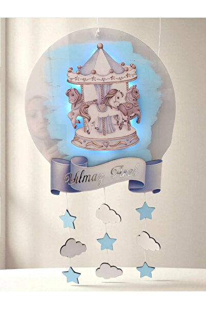 Yavuz Süs Işıklı Pleksi atlı karınca ve bulut dek. kapı süsü