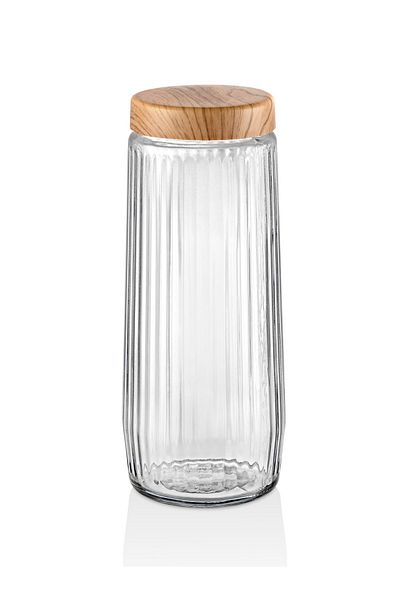 ARV HOME 3 Pieces 1.5 Liter Mega Size Bamboo Lid Look Striped Jar Set 1500 ml