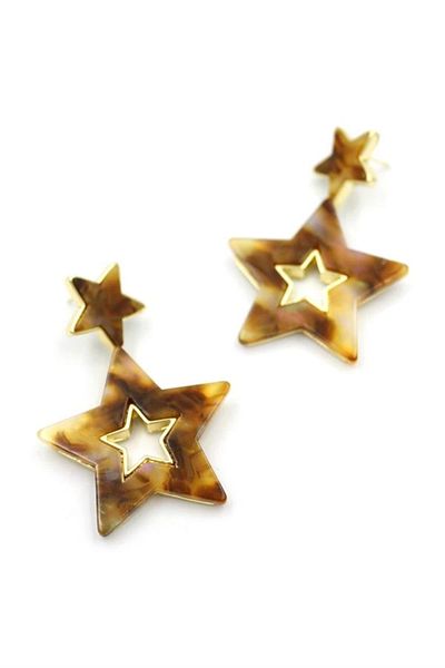 PRATİKOBA Star Earrings - Brown