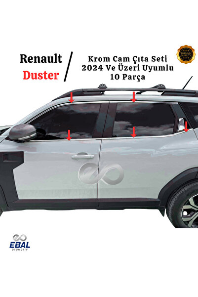 EBAL OTO AKSESUAR Renault Duster 2024 Üzeri İçin Krom Cam Çıta Seti 10 Parça ...