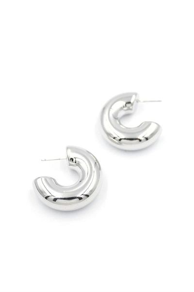 PRATİKOBA Metal hoop earrings - silver