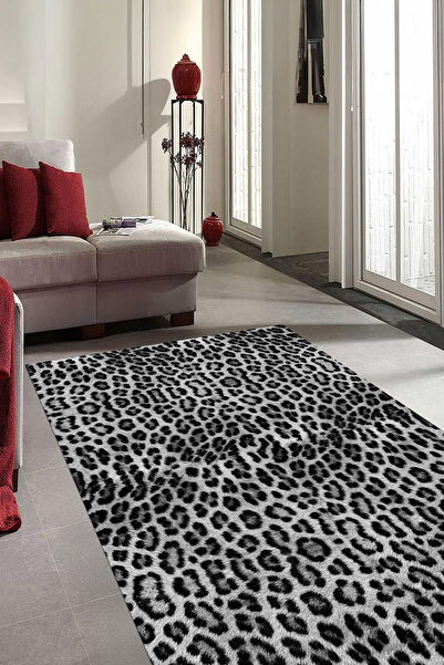 Modern Living Room Rug with Digital Printed Washable and Non-Slip Base Leopard Pattern