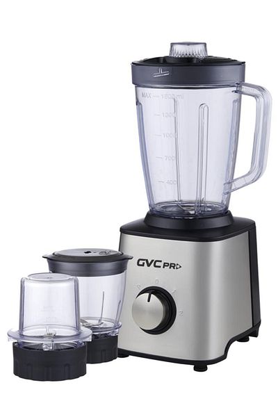 GVC GVC Pro Blender, 3 in 1, 600 Watts, 1.6 Liters, 2 Speeds, Grinder and Chopper, Silver, GVCBL-590