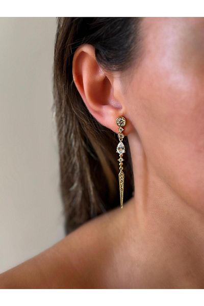 AYLAKAYA Xuping Gold and Stone Detailed Earrings