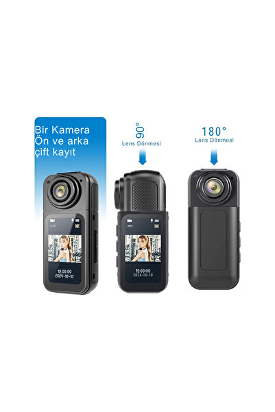 Genel Markalar 2K Mini Aksiyon Kamerası 180° Dönebilen Lens 1,47 inç IPS Ekra...