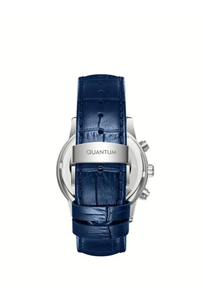 Quantum Fan Licensed Men's Wristwatch - 10 Atm Water Resistant, Navy Blue Leather Strap, Multifunctional Design