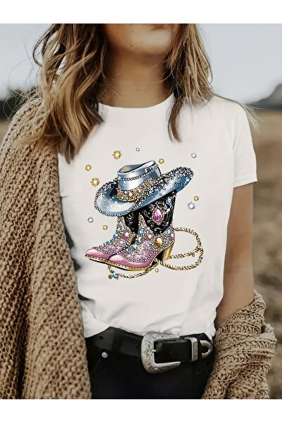 GALASHOP تي شيرت مطبوع من سلسلة ويست دينم، تريند