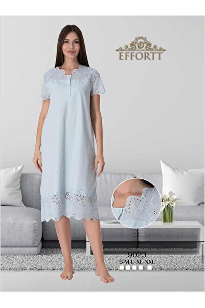 EM&FA TEKSTİL Pregnant Maternity Guipure Pattern Nightgown