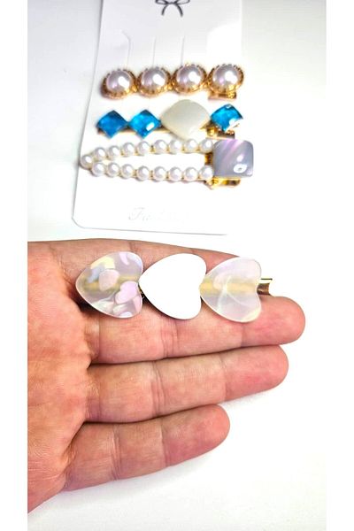 cityvision 6 cm Set of 4 Stylish Hair Clips with Pearl and Heart Detail – Elegant and Modern Design