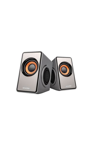 Datazone DZ‑T007 Silver Mini USB Computer Speakers – Portable, Colorful Design, Deep Bass