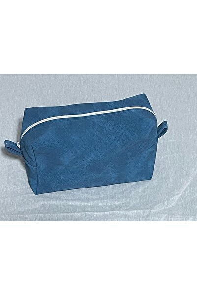 Bestway ve Diğeri Blue Leather Look Multi-Purpose Zipper Bag – Unisex Organizer