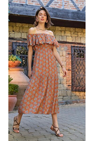 NightLove فستان موناميز منقوش بظهر مكشوف 22045