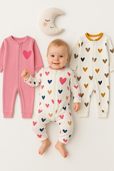 İZYALİF BABY Baby Girl 3-Piece Sleeping Bag Daily Cotton Zippered Without Booties