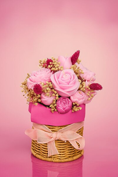 Polat Ticaret MUM ÇİÇEK SEPETİ PEMBE GÜL KOKULU