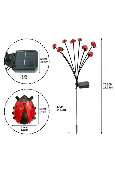 Solar Garden Lighting with Ladybug Design – Flexible LED Lights, Wind Swaying Decorative