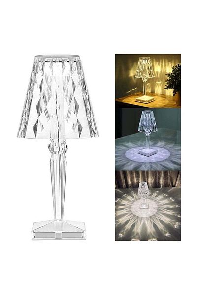 Generic ELTRAZONE Crystal Table Lamp, LED Night Light Bedside Lamp with USB Charging Port,Acrylic Touch Con