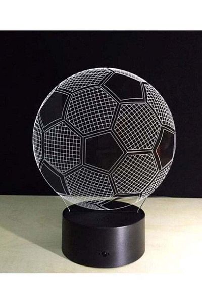 Generic Voberry 3D Optical Illusion Soccer Lamp Light White/Black 22x13x9cm