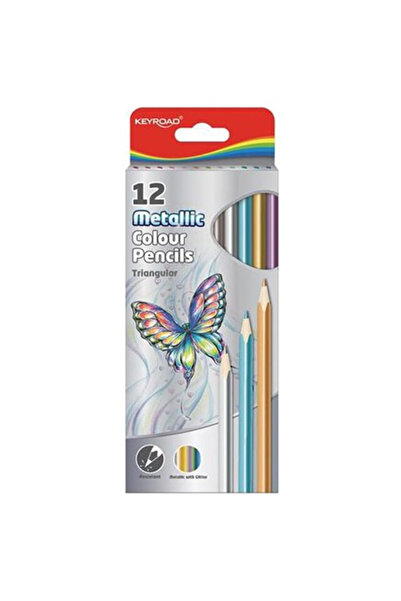 KEYROAD Metallic wooden colors with a sharpener, 12 colors