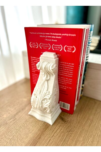 RdgTech Desenli Sütun Şeklinde Kitaplık Stoperi - Mermer Görünümlü (16 cm)