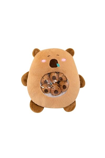 MASHASHOP Set de plus, Capibara cu 6 pui, MASHASHOP, maro, 45 cm + Set Plastilina inteligenta, Modelling Clay,