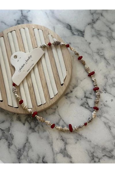 PRATİKOBA Sea shell necklace - red