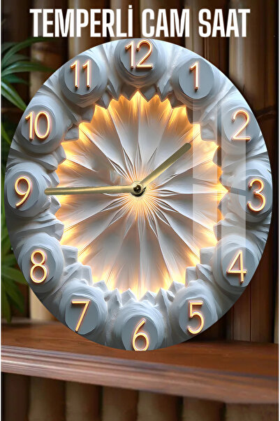 kutuTR Şıklığı ve Dayanıklılığı Bir Arada Sunan Tasarım 3D Görünümlü Temperli Cam Saat – 33 cm CSDW087