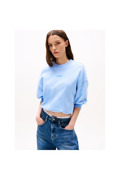 Tommy Hilfiger Women's Crop Script Logo Sweatshirt - Black