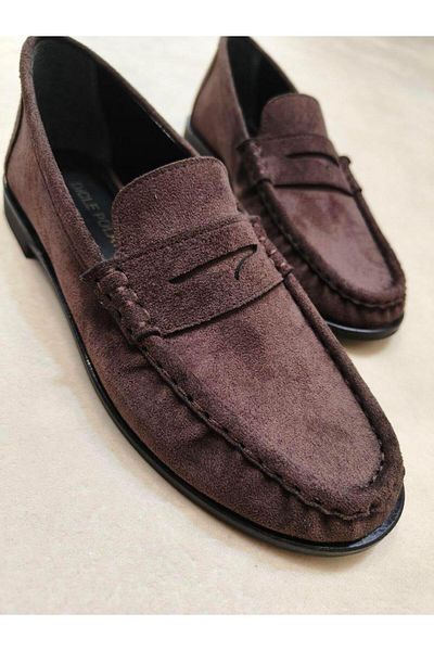 diclepolat Lucy Women's Loafer Saddle Detailed Comfortable Daily Shoes Brown Suede