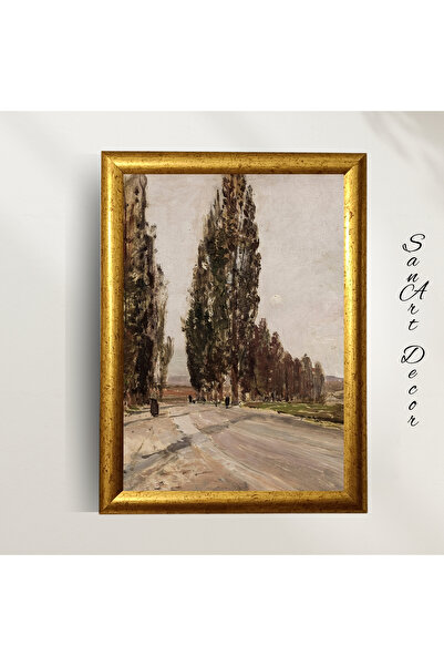 Sanart Vintage Çerçeveli Tablo, 3 Parça Çerçeveli Tablo, Çerçeveli Yağlı Boya Baskı Tablo Seti, Retro Tablo