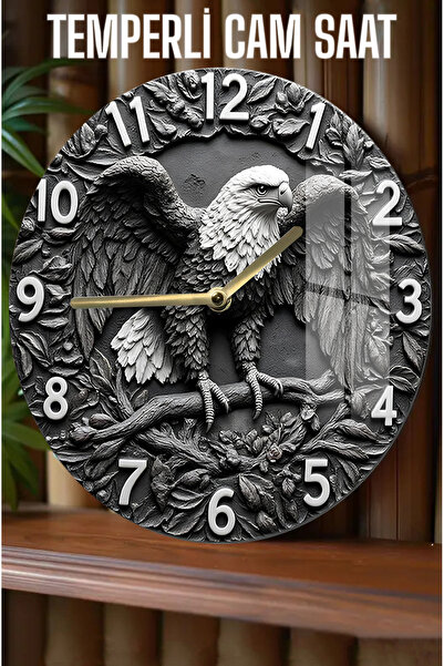 kutuTR Şık ve Dayanıklı Tasarım 3D Görünümlü Temperli Cam Saat – 33 cm CSDW072