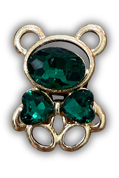 ERİSTAKI Taşlı Metal Terlik Süsü yeşil ayıcık– terlik süsleri-taşlı jibbitz