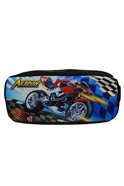 PartAntalya Boy's Pencil Case Action Motor Patterned 2 Compartment Pencil Case