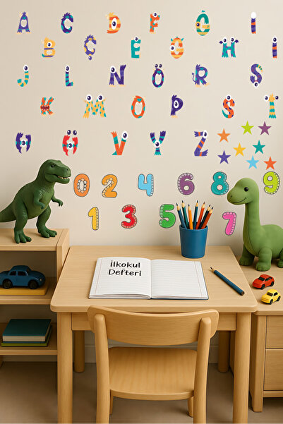 Aysha Tasarım Alphabet and Numbers Wall Sticker Set – 10 cm Large Decor |   C...