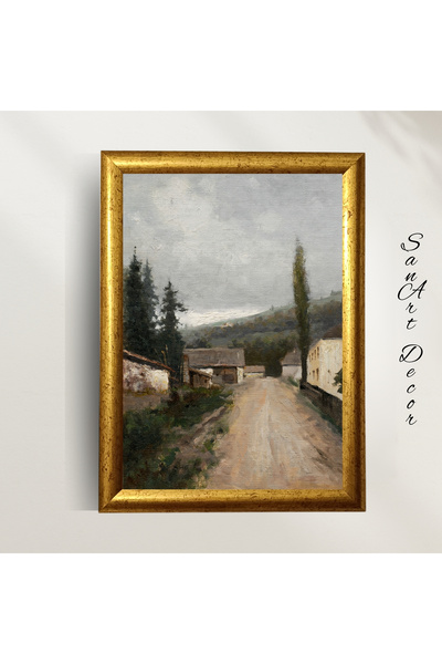 Sanart Vintage Çerçeveli Tablo, 3 Parça Çerçeveli Tablo, Çerçeveli Yağlı Boya Baskı Tablo Seti, Retro Tablo