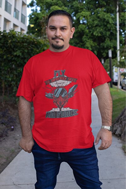 ArtYus Men's Fly Air Force Transfer Printed Round Neck Short Sleeve T-Shirt