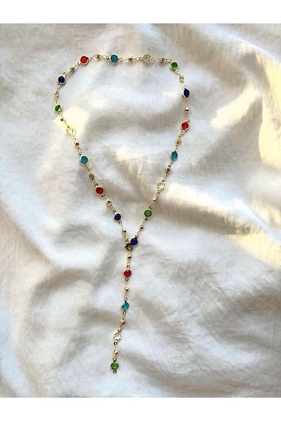 DEFORA Elegant Women's Y Necklace with Colored Zircon Stone