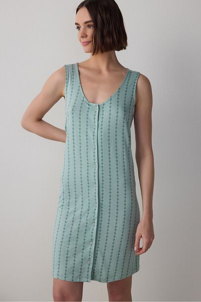 Penti Light Mint Lenna Floral Buttoned Maternity Nursing Nightdress