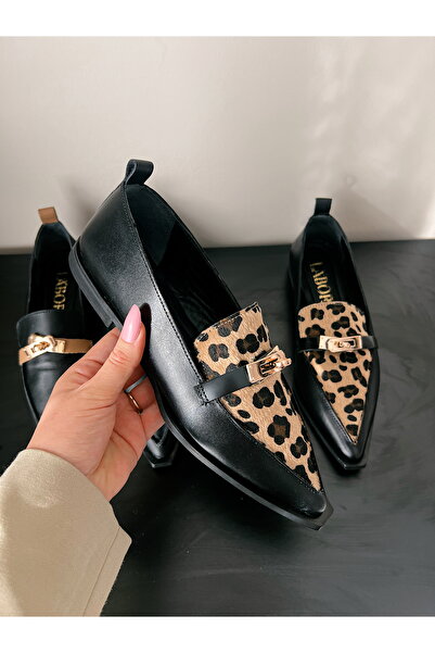 labor Selection İç Dış Hakiki Deri Tokalı Loafer Babet (geniş kalıp)