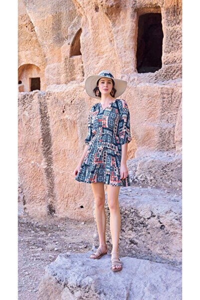 NightLove Monamise Three Quarter Sleeve V Neck Dress 23064