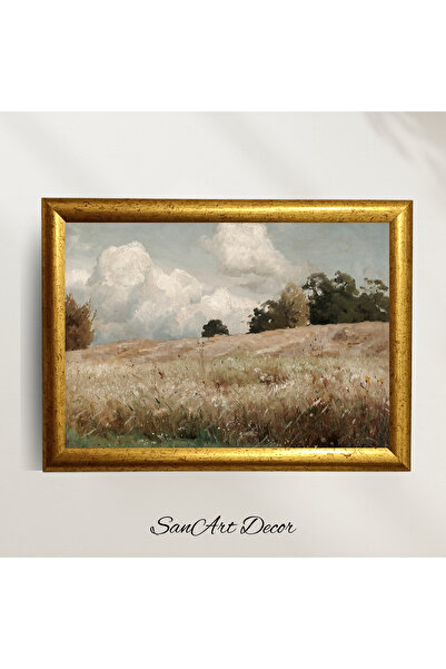Sanart Vintage Çerçeveli Tablo, 3 Parça Çerçeveli Tablo, Çerçeveli Yağlı Boya Baskı Tablo Seti, Retro Tablo