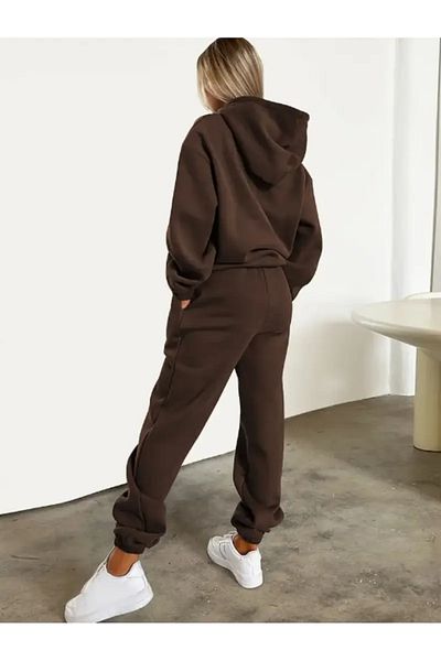 macklin Unisex Men's Women's Cute Bear Printed Oversize 3 Thread Hooded Tracksuit Set